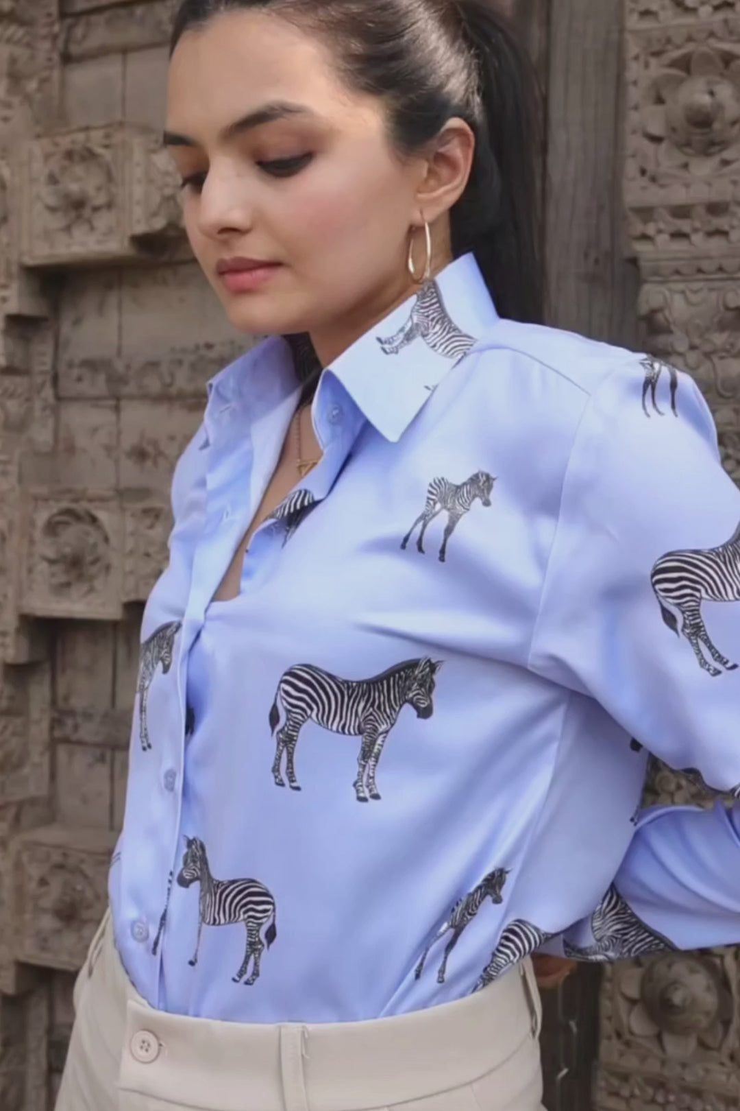 Purple Zebra Printed Shirt