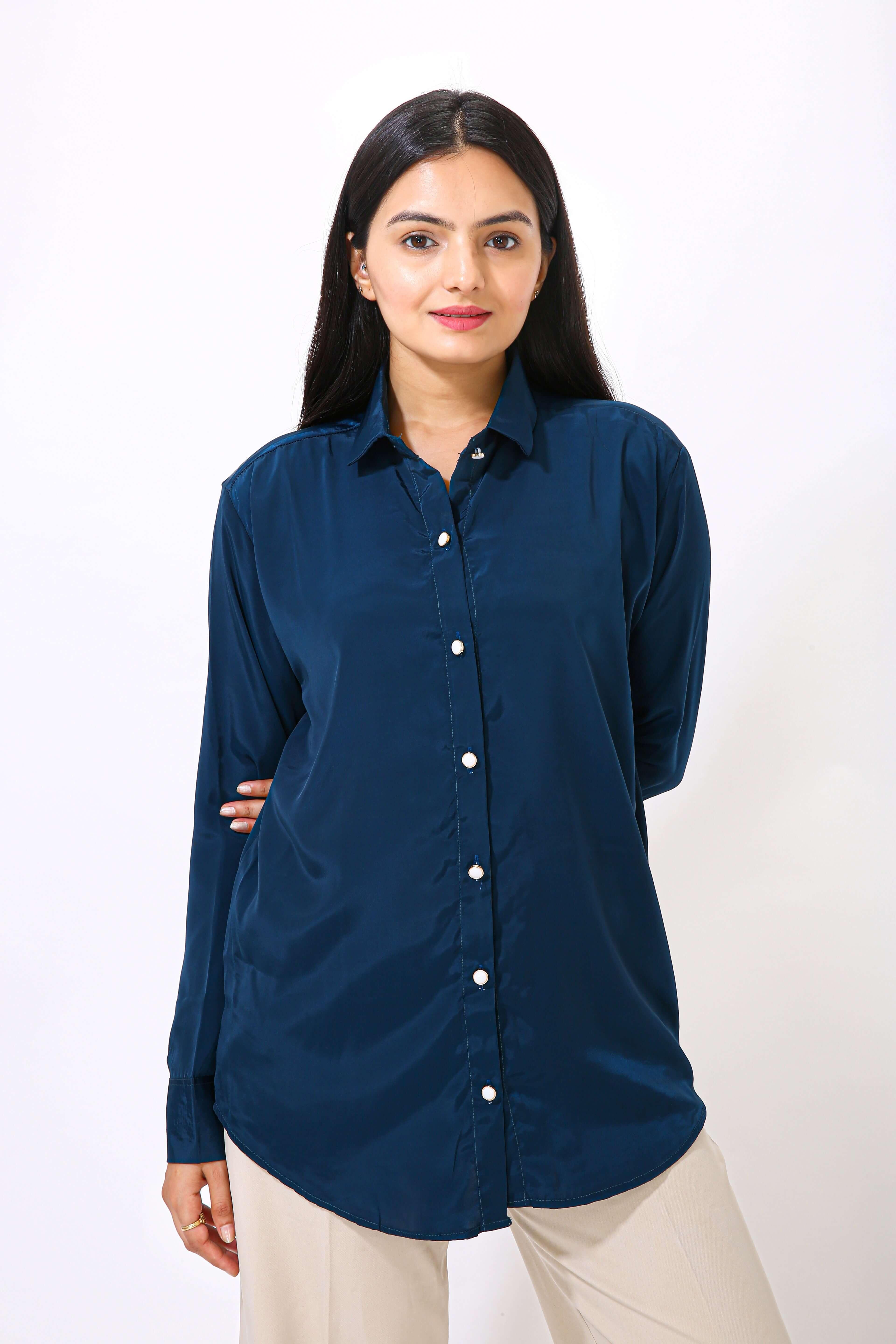 Royal blue dress shirt fashion womens