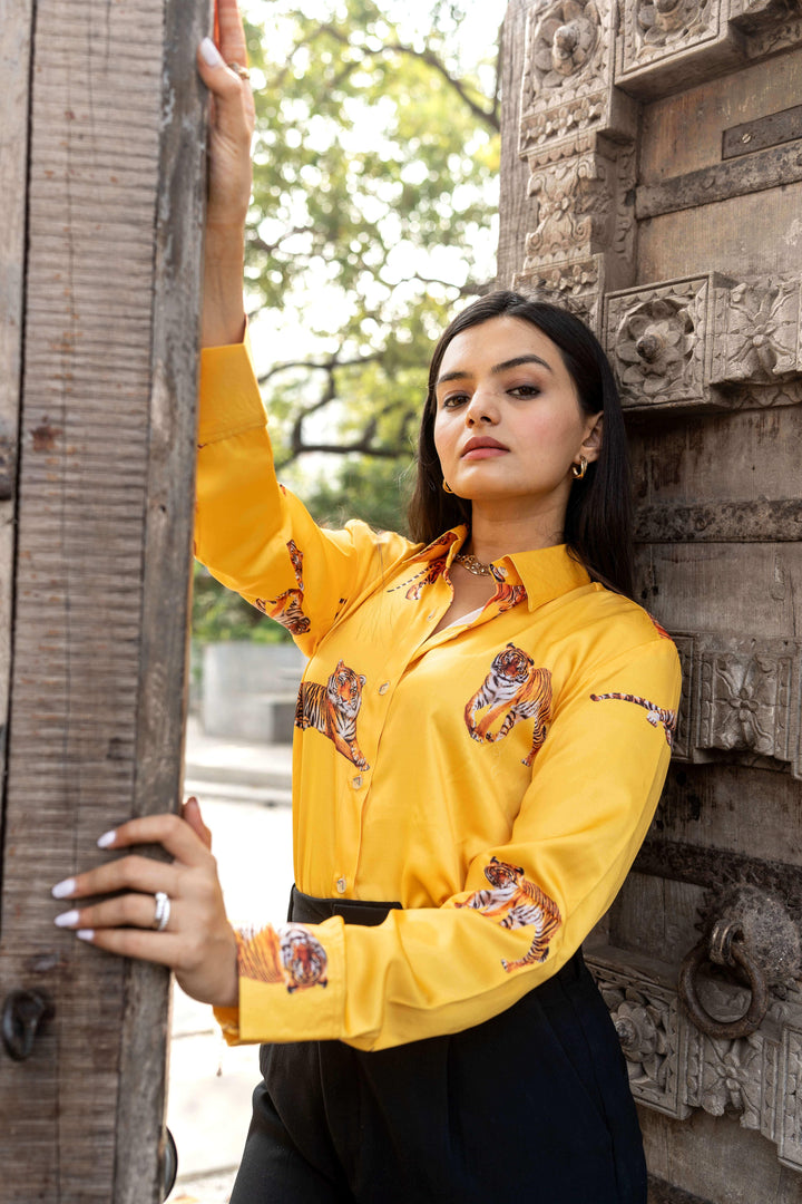 Yellow Tiger Printed Shirt