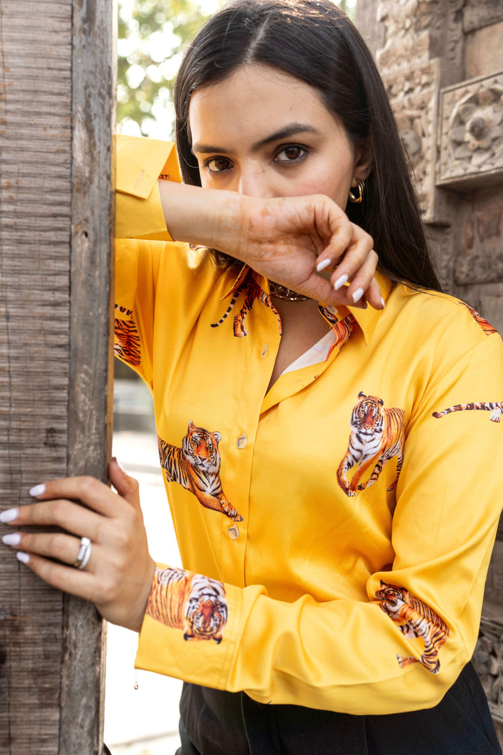 Yellow Tiger Printed Shirt