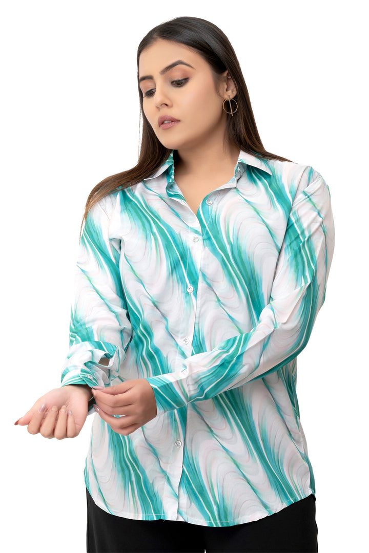 Green Wave Glam Printed Shirt