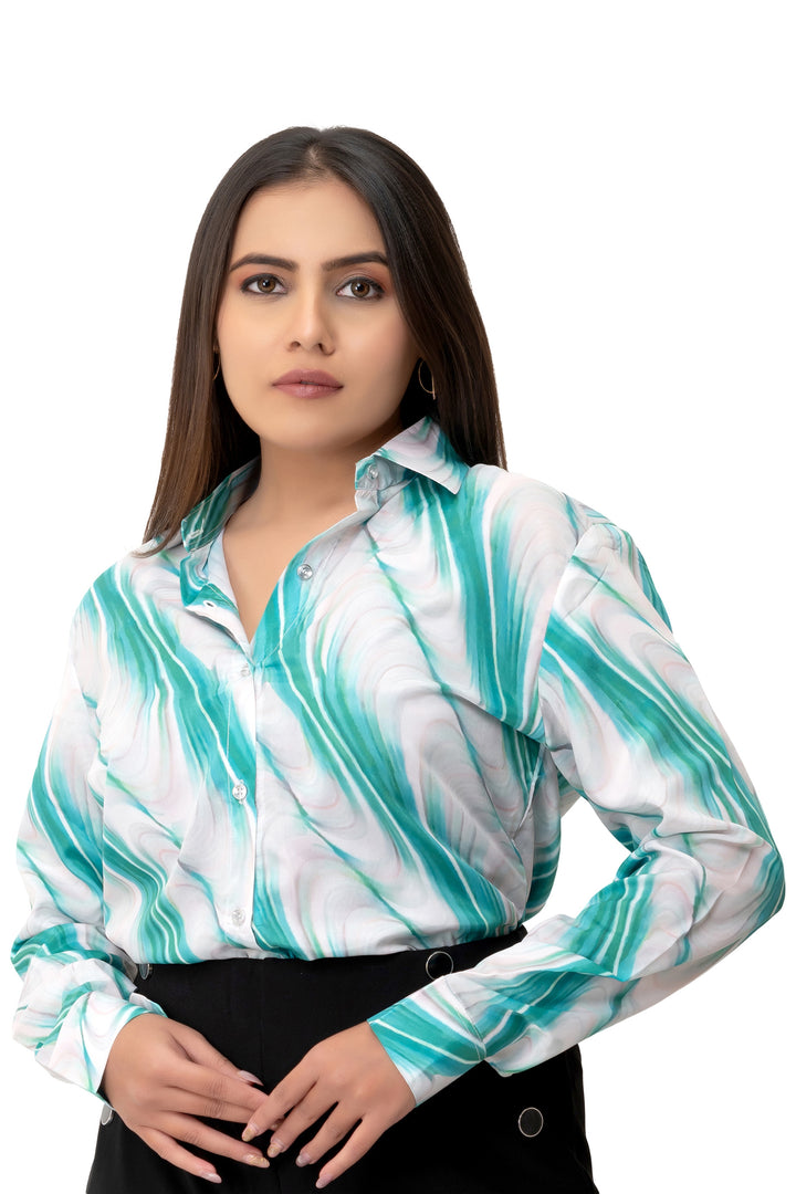 Green Wave Glam Printed Shirt