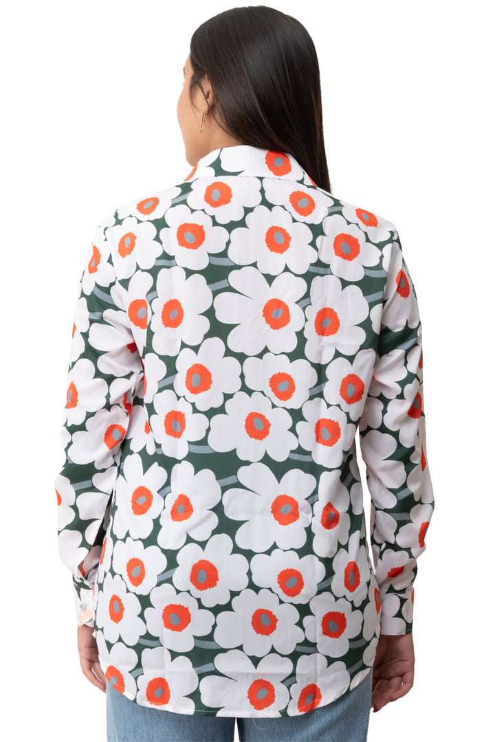 Poppy Green Floral Printed Shirt