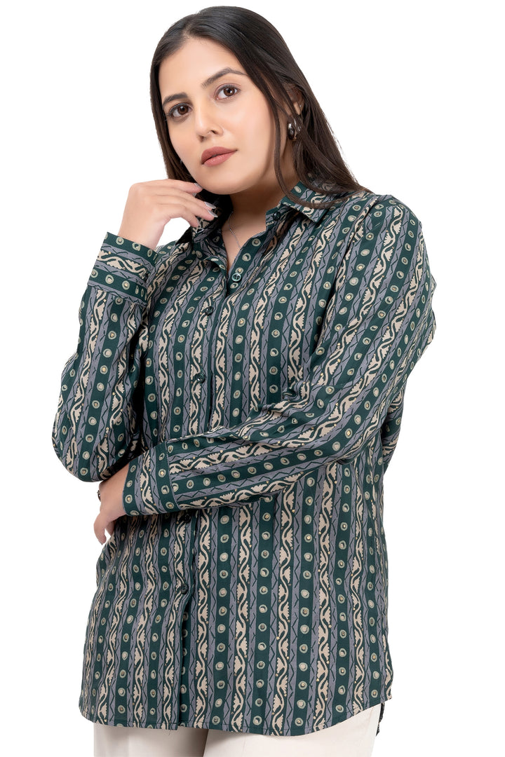 Emerald Stride Natural Printed Shirt