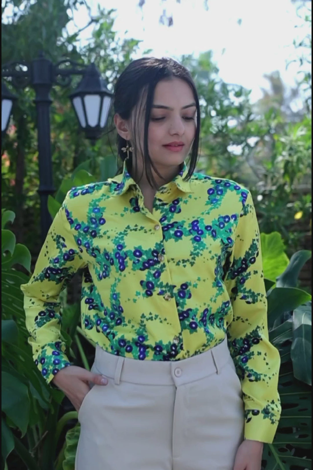 Morning Glories Yellow Floral Shirt