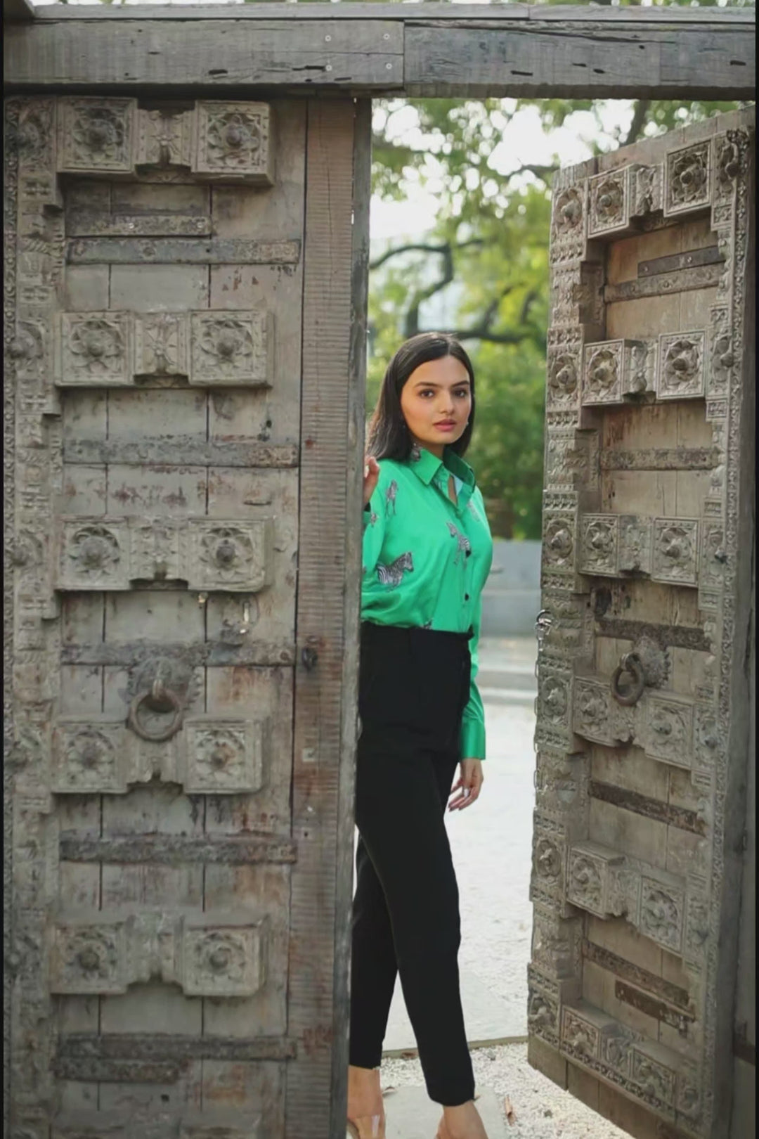 Green Zebra Printed Shirt